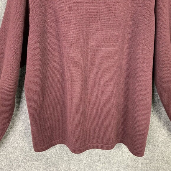 L L  Bean 1/4 Zip Knit Sweater Men XL Tall Long Sleeve Plum Color Cotton - Picture 9 of 11